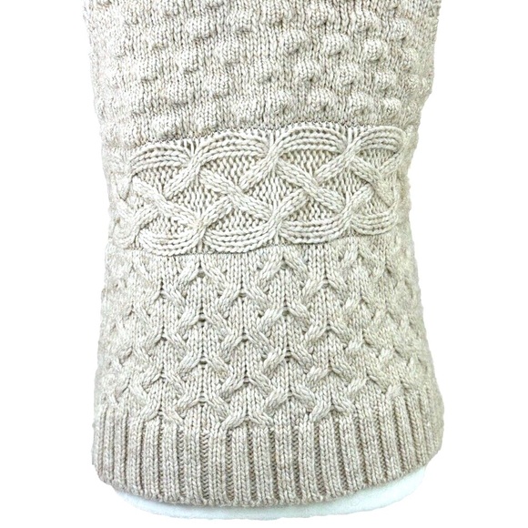 Loft Wool Alpaca Blend Cable Knit Sweater Vest Faux Fur Collar Zip Up Brown S/M* - Picture 8 of 15